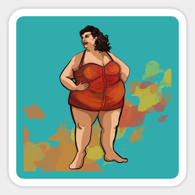 1940s Beach Babe Sticker by Historical Fatshion